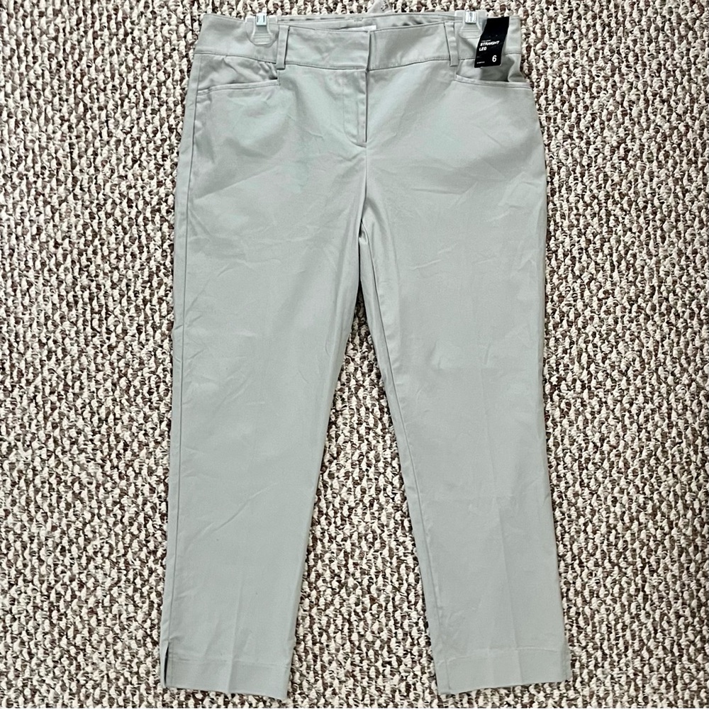 New York & Company NWT Women’s Stretch Straight-Leg Crop Pants, Size 6, Light Gr - Picture 2 of 7